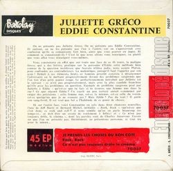 [Pochette de Duo (Juliette GRCO et Eddie CONSTANTINE) - verso]