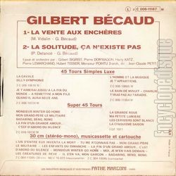 [Pochette de La vente aux enchres (Gilbert BCAUD) - verso]