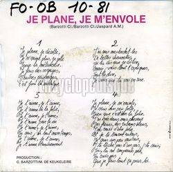 [Pochette de Je plane, je m’envole (NADINE (2)) - verso]