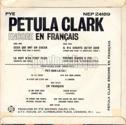 [Pochette de Ceux qui ont un cœur (Petula CLARK) - verso]