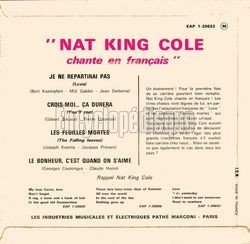 [Pochette de Nat King COLE -  Je ne repartirai pas  (Les FRANCOPHILES) - verso]