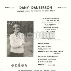 [Pochette de Si je pouvais revivre un jour ma vie (Dany DAUBERSON) - verso]