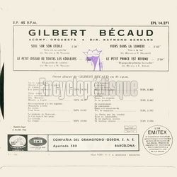 [Pochette de Seul sur son toile (Gilbert BCAUD) - verso]