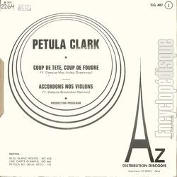 [Pochette de Coup de tte, coup de foudre (Petula CLARK) - verso]