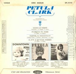 [Pochette de Dans le temps (Downtown) (Petula CLARK) - verso]