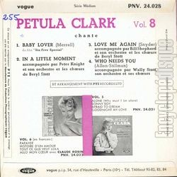 [Pochette de Baby lover - Vol.8 (Petula CLARK) - verso]