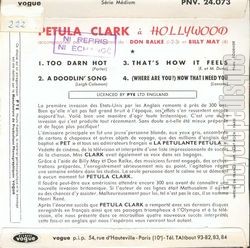 [Pochette de A Hollywood (Petula CLARK) - verso]