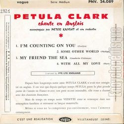 [Pochette de Chante en anglais: I’m Counting On You (Petula CLARK) - verso]