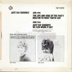 [Pochette de Just say goodbye (Petula CLARK) - verso]