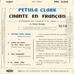 [Pochette de Prends mon cœur - Vol. 14 (Petula CLARK) - verso]