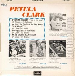 [Pochette de C’est ma chanson (Petula CLARK) - verso]