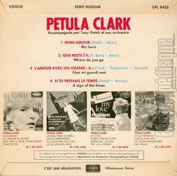 [Pochette de Mon amour (My Love) (Petula CLARK) - verso]