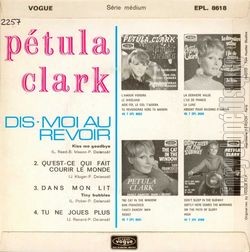 [Pochette de Dis-moi au revoir (Petula CLARK) - verso]