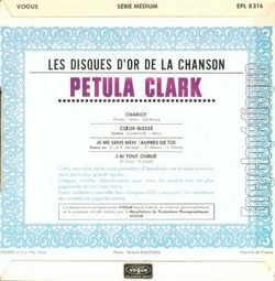 [Pochette de Les Disques d’Or de la Chanson: Chariot (Petula CLARK) - verso]