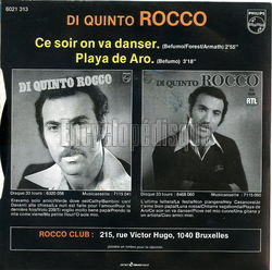 [Pochette de Ce soir, on va danser (Di Quinto ROCCO) - verso]