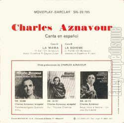 [Pochette de Canta en espanol (Charles AZNAVOUR) - verso]