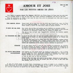 [Pochette de Amour et joie (Les PETITES SOEURS DE JSUS) - verso]