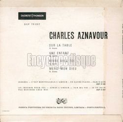 [Pochette de Sur la table (Charles AZNAVOUR) - verso]