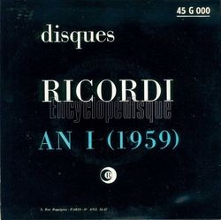 [Pochette de Ricordi depuis 1808 (PUBLICIT) - verso]