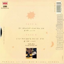 [Pochette de La chanson d’Azima (France GALL) - verso]