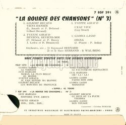 [Pochette de La bourse des chansons N 3  La Voix de son Matre  (COMPILATION) - verso]