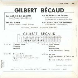 [Pochette de La marche de Babette (Gilbert BCAUD) - verso]