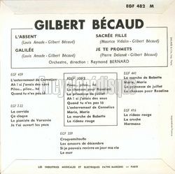 [Pochette de L’absent (Gilbert BCAUD) - verso]