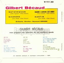 [Pochette de Quand l’amour est mort (Gilbert BCAUD) - verso]