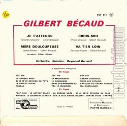 [Pochette de Je t’attends (Gilbert BCAUD) - verso]