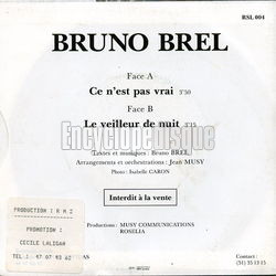 [Pochette de Ce n’est pas vrai (Bruno BREL) - verso]