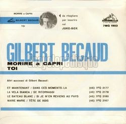 [Pochette de Morire a Capri (Gilbert BCAUD) - verso]