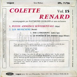 [Pochette de Petite annonce sentimentale (Colette RENARD) - verso]