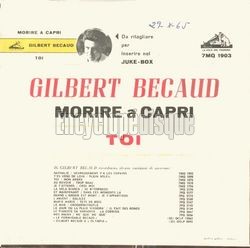 [Pochette de Morire a Capri (Gilbert BCAUD) - verso]