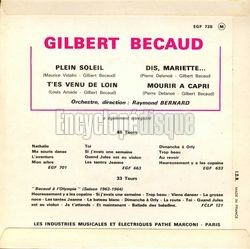 [Pochette de Plein soleil (Gilbert BCAUD) - verso]