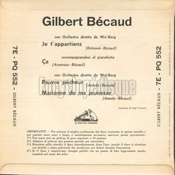 [Pochette de Je t’appartiens (Gilbert BCAUD) - verso]