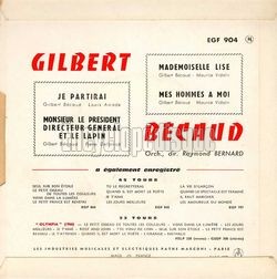 [Pochette de Je partirai (Gilbert BCAUD) - verso]