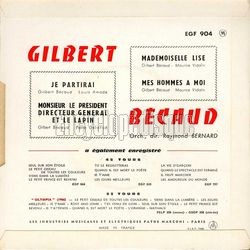 [Pochette de Je partirai (Gilbert BCAUD) - verso]