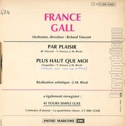 [Pochette de Par plaisir (France GALL) - verso]