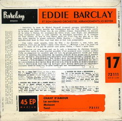 [Pochette de Chant d’amour - N17 (Eddie BARCLAY) - verso]