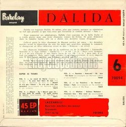 [Pochette de Lazzarelle - N6 (DALIDA) - verso]