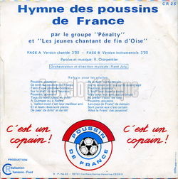 [Pochette de Hymne des poussins de France (PNALTY) - verso]