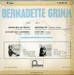 [Pochette de Donne-moi un matin - 3me srie (Bernadette GRIMM) - verso]