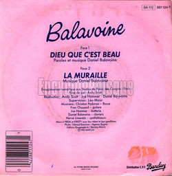 [Pochette de Dieu que c’est beau (Daniel BALAVOINE) - verso]