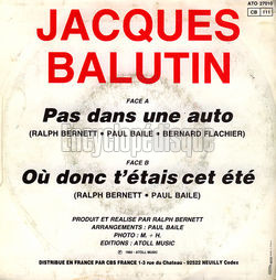 [Pochette de Pas dans une auto (Jacques BALUTIN) - verso]