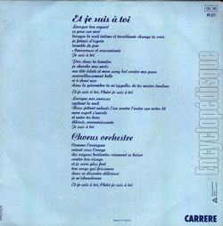 [Pochette de Al BANO et Romina POWER "Et je suis  toi" (Les FRANCOPHILES) - verso]