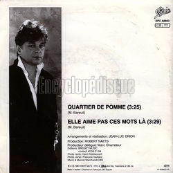 [Pochette de Quartier de pomme (Marc BAREUIL) - verso]