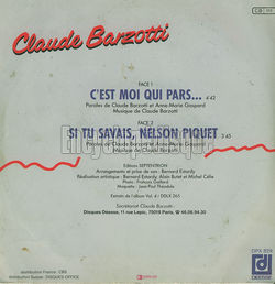 [Pochette de C’est moi qui pars (Claude BARZOTTI) - verso]