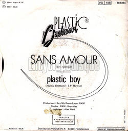 [Pochette de Sans amour (Plastic BERTRAND) - verso]