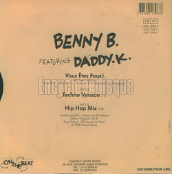 [Pochette de Vous tes fous ! (BENNY B. FEATURING DADDY K.) - verso]