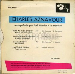 [Pochette de Paris au mois d’aot (Charles AZNAVOUR) - verso]